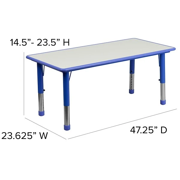 Flash Furniture Rectangular Activity Table, 23.63" X 47.25", Height Adjustable, Blue (YU060RECTBLBL) - Image 5