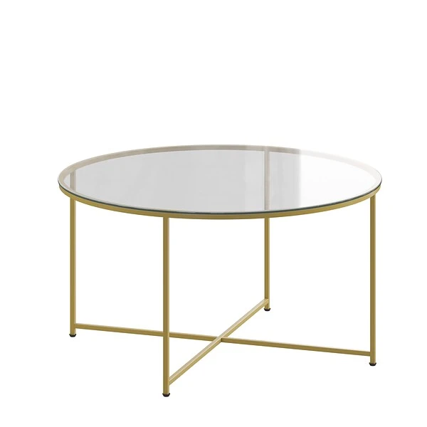 Flash Furniture Greenwich Collection Coffee Table, Clear/Matte Gold (NANJH1786CT) - Image 2