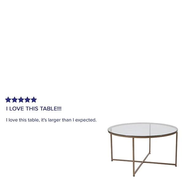 Flash Furniture Greenwich Collection Coffee Table, Clear/Matte Gold (NANJH1786CT) - Image 3