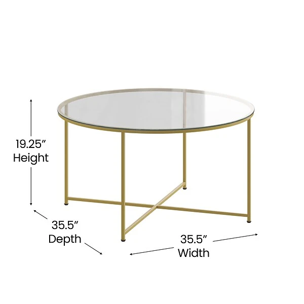 Flash Furniture Greenwich Collection Coffee Table, Clear/Matte Gold (NANJH1786CT) - Image 5