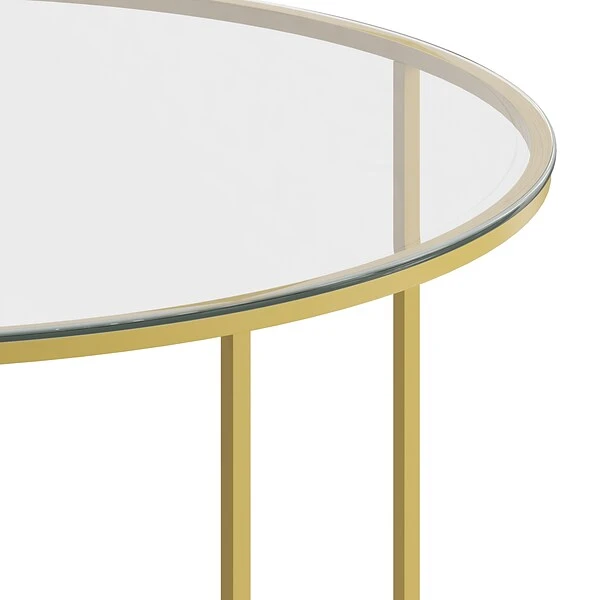 Flash Furniture Greenwich Collection Coffee Table, Clear/Matte Gold (NANJH1786CT) - Image 6