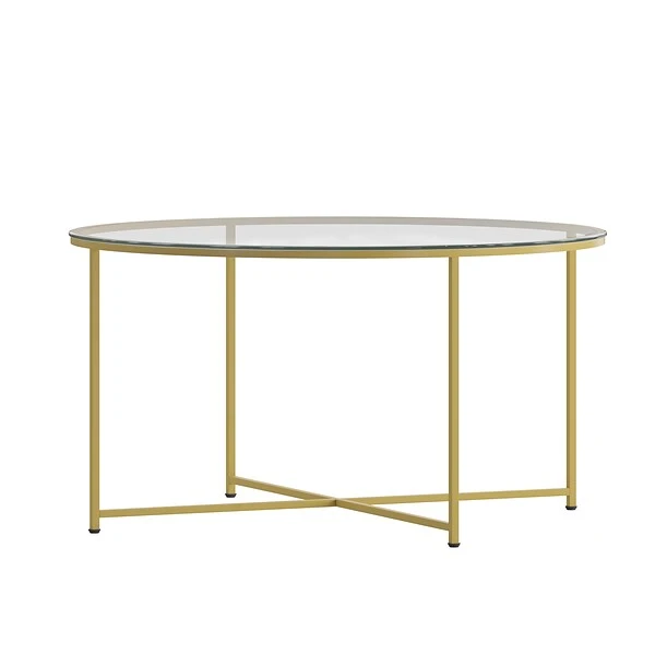 Flash Furniture Greenwich Collection Coffee Table, Clear/Matte Gold (NANJH1786CT) - Image 8