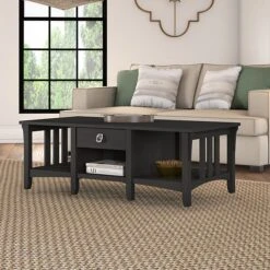 Bush Furniture Salinas 48" X 16" Coffee Table With Storage, Vintage Black (SAT248VB-03)