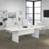 Bush Furniture 96" Boat-Shaped Conference Table, White (99TB9642WHK)