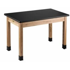 National Public Seating Wood Science Table, Chemical Resistant Series, 24" X 72", Height Adjustable, Black/Ashwood (SLT1-2472C)
