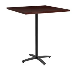 Union & Scale Workplace2.0™ Multipurpose 36" Square Mahogany Laminate Bistro Height Black Base Table (54837)