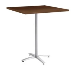 Union & Scale Workplace2.0™ Multipurpose 36" Square Shaker Cherry Laminate Bistro Height Silver Base Table (54840)
