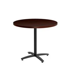 Union & Scale Workplace2.0™ Multipurpose 36" Round Mahogany Laminate Seated Height Black Base Table (54788)