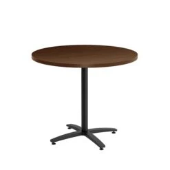 Union & Scale Workplace2.0™ Multipurpose 36" Round Shaker Cherry Laminate Seated Height Black Base Table (54792)