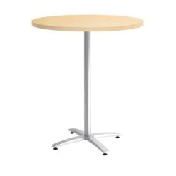 Union & Scale™ Workplace2.0™ Multipurpose 36" Round Natural Maple Laminate Bistro Height Silver Base Table (54799)
