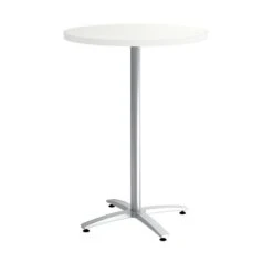 Union & Scale™ Workplace2.0™ Multipurpose 30" Round Silver Mesh Laminate Bistro Height Silver Base Table (54814)