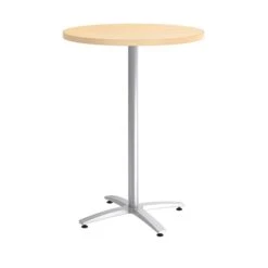 Union & Scale™ Workplace2.0™ Multipurpose 30" Round Natural Maple Laminate Bistro Height Silver Base Table (54818)