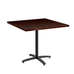 Union & Scale Workplace2.0™ Multipurpose 36" Square Mahogany Laminate Seated Height Black Base Table (54827)