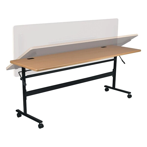 Essentials Economy Flipper Training Room Table, 24"D X 72"W, Teak/Black (90094) - Image 3