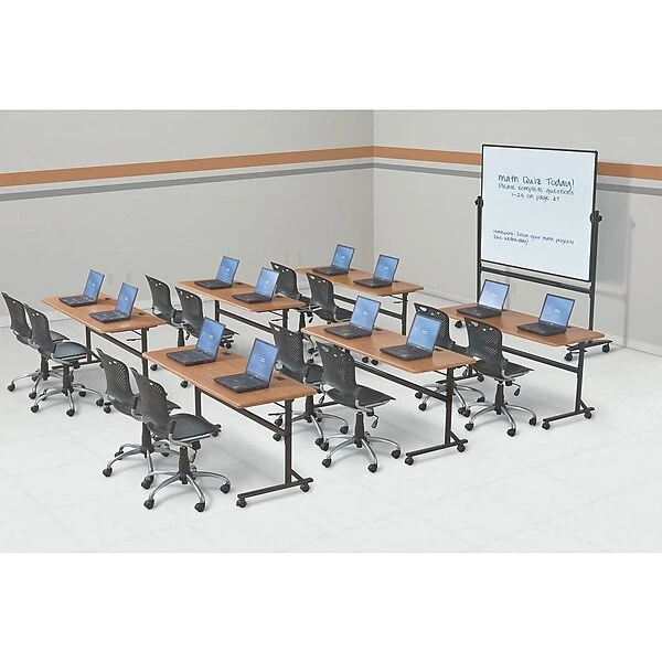 Essentials Economy Flipper Training Room Table, 24"D X 72"W, Teak/Black (90094) - Image 4