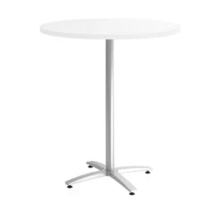 Union & Scale™ Workplace2.0™ 36" Round White Bistro Height Table Silver Base