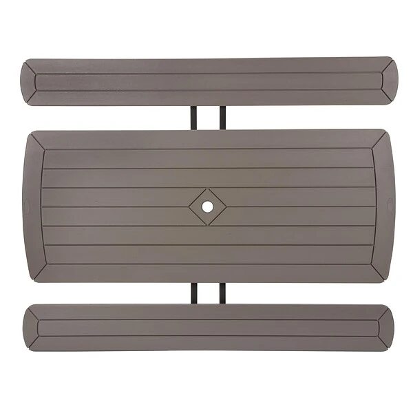 COSCO 6 Ft. Folding Blow Mold Picnic Table, Gray Wood Grain With Brown Legs (87902GRY1E) - Image 2