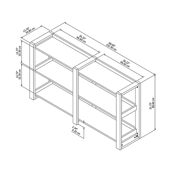Kathy Ireland® Home By Bush Furniture Voss 60"W X 13.7"D Console Table, Cotton White/Serene Cherry (OSS160WC2-03)