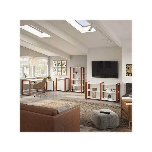 Kathy Ireland® Home By Bush Furniture Voss 60"W X 13.7"D Console Table, Cotton White/Serene Cherry (OSS160WC2-03) - Image 3