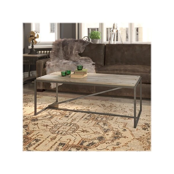 Bush Furniture Refinery 47.99" X 24.02" Coffee Table, Rustic Gray/Charred Brown (RFT148RG-03)