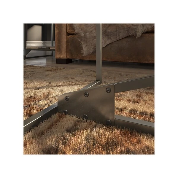 Bush Furniture Refinery 47.99" X 24.02" Coffee Table, Rustic Gray/Charred Brown (RFT148RG-03) - Image 3