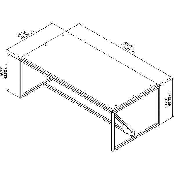 Bush Furniture Refinery 47.99" X 24.02" Coffee Table, Rustic Gray/Charred Brown (RFT148RG-03) - Image 4