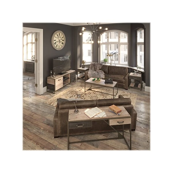 Bush Furniture Refinery 47.99" X 24.02" Coffee Table, Rustic Gray/Charred Brown (RFT148RG-03) - Image 5