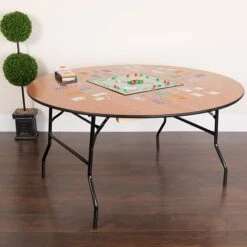 Flash Furniture 30"H X 60"L X 60"D Wood Folding Banquet Table